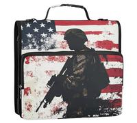 National Vietnam War Veterans Day Army 3,8 pollici 3 anelli raccoglitore organizzatore con cinghia Laege capacità portafoglio con cerniera per scuola e ufficio