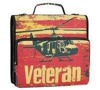 National Vietnam War Veterans Day Bandiera nazionale Un elicottero 3,8 cm 3-anelli Organizzatore Raccoglitore con manico e tracolla rimovibile Tasche multiple Raccoglitori scolastici Organizzatore