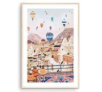 Nationcog Cappadocia, Turchia, stampa artistica con mongolfiera, poster di viaggio, regalo di inaugurazione della casa in Europa (senza cornice) (20 x 28 cm)