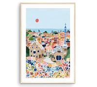 Nationcog Stampa artistica del Parco di Barcellona Guell, poster europeo, arte spagnola, regalo di inaugurazione della casa (senza cornice) (22 x 28 cm)