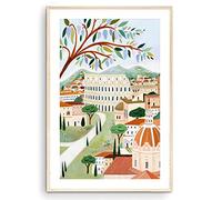 Nationcog Stampa artistica di Roma, poster dell'Italia, Roma, il Colosseo, regalo di viaggio, Europa, inaugurazione della casa (senza cornice) (12 x 18)
