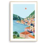 Nationcog Stampa da Viaggio del Lago di Garda, Stampa Artistica Italia, Regalo di Viaggio, Poster di Viaggio, Stampa Europa, Laghi Italiani, Nord Italia, Regalo di Inaugurazione della Casa (Senza