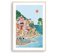 Nationcog Stampa di Viaggio Cinque Terre, Artistica Italiana, Regalo Casa, Poster Europa, Costa Riviera Italiana, Inaugurazione
