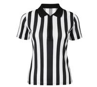 Nationwear Maglia Arbitro a Righe per Uomo e Donna - T-Shirt Classica Nero & Bianco con Colletto e Mezza Cerniera, Manica Corta, Leggera in Poliestere Asciugatura Rapida