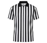 Nationwear Maglia Arbitro a Righe per Uomo e Donna - T-Shirt Classica Nero & Bianco con Colletto e Mezza Cerniera, Manica Corta, Leggera in Poliestere Asciugatura Rapida