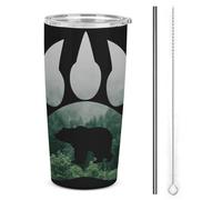 Native America Bear Claw 1 Bicchiere termico in acciaio inossidabile da 20 once, tazza da viaggio per auto a doppia parete sottovuoto con coperchio a cannuccia per uomini e donne, regali di caffè