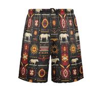 Native America Buffalo Sun Symbols Red Black Soft Sleep Pants Pantaloni leggeri per gli uomini per dormire, Nativi America bufalo sole simboli rosso nero, L
