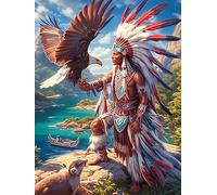 Native American Chief with An Eagle Puzzle 1000 Pezzi Sfida Creativa Adulti E Ragazzi Wildlife Plant Rompicapo Educativo Rilassamento Pressione Ridotta Idea Regalo Amici E Cugini 1000 PCS