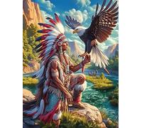 Native American Chief with An Eagle Puzzle 300 Pezzi Gioco Educativo Intelligente Wildlife Plant Per Ragazzi Creatività E Logica Idea Regalo Natale Per Famiglia 300 PCS