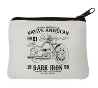 Native American Dark Iron and Wheels - Portamonete in neoprene, 10 x 11 cm, colore: Bianco