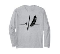 Native American Heartbeat EKG Pulse Indian Feather Maglia a Manica