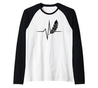 Native American Heartbeat EKG Pulse Indian Feather Maglia con Maniche Raglan