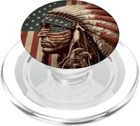 Native American Indian Chief American USA Flag PopSockets PopGrip per MagSafe