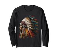 native american indian headdress graphic tees donne Maglia a Manica