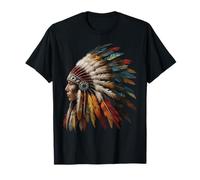 native american indian headdress graphic tees donne Maglietta