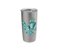 Native American Indian Style Frog Art Pacific Northwest Bicchiere termico in acciaio inox doppia parete