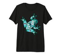 Native American Indian Style Frog Art Pacific Northwest Maglietta Premium