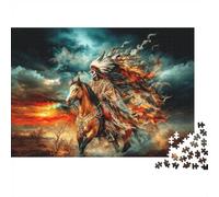 Native American Jigsaw Puzzles 1000Pezzi Materialee Riciclabile Mohican Warrior Puzzle for Boy & Girl Divertente Present & Attività per la Casa Ideal for Child‘s Birthday Regalo 52x38cm/1000pcs