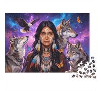 Native American Puzzle 1000 Pezzi Carta Riciclata Wolf Spirit Puzzle Educativo Gioco Challenge Divertente Gioco Familiare per Adulti And Age 10 52x38cm/1000pezzi