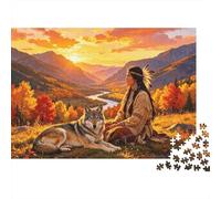 Native American Puzzle per Adults 1000Pc Recyclable Paper Autumn Wilderness Jigsaw Puzzle Parent Child Game Props Developing Boy & Girl‘s Intelligence Toy 52x38cm/1000pcs