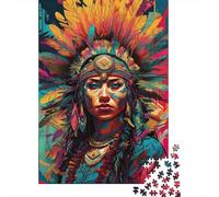 Native American Queen 1000 Pezzi Cartone Spesso Puzzle Premium Per Adulti Sfida Del Gioco Educativo Decorazione Murale Pacchetto Valore 70x50cm/1000pcs