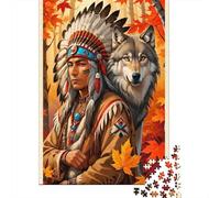 Native American Warrior 1000 Pezzi Cartone Extra Spesso Puzzle Classico Per Adulti Allenamento Del Cervello Decorazione Murale Idea Regalo 38x26cm/1000pcs
