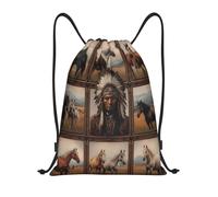 Native American With Feathers, Horse Gallery Donna Uomo Zainetto Resistente Borsa Con Coulisse Leggero Sacca Sportiva Per Ginnastica Viaggio Yoga