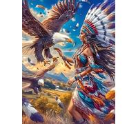 Native American Woman with An Eagle at Sunset Puzzle 300 Pezzi Difficili Per Adulti Wildlife Pet Cartone Opaco Anti Riflesso Tema Astratto Per Passatempo Impegnativo Con Poster Incluso Migliore Vendi