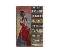 Native Girl Ascolta il vento, parla, ascolta il silenzio, parla Targhe in metallo Divertente Targa in metallo vintage Targa Poster Arte da parete Pub Bar Cucina Giardino Bagno Decorazioni per la casa,