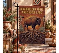 Native Heritage - Bandiera rustica da giardino, con citazione di bisonte | Citazione del patrimonio nativo, bandiera del prato, arte selvatica bisonale, decorazione rustica sud-occidentale