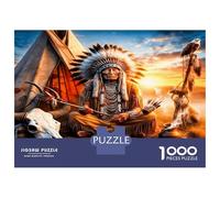 Native Man Camp 1000 Pezzi Puzzle Classico Tribal Spirit Vibe Bundle Puzzle Cartone Extra Spesso - Preferito Dai Collezionisti, Relax Mentale, Pause Ufficio, Viaggio E Regali Festivi 70x50cm/1000pcs