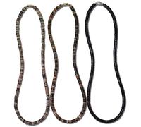 Native Treasure - Uomo/Donna Set di 3 Liscio Puka Shell Collane Gioielli Tropicali - Nero, Marrone, & Grigio Heishe Shells Chokers Made in the Philippines, 20 inch, Guscio, Nessuna pietra preziosa