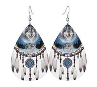 Native U.S. Wolf Dream Catcher Orecchini A Goccia In Finta Pell Eleganti Orecchini In Pelle Penzolare Leggeri Ciondolo A Goccia Per Feste Feste Matrimoni