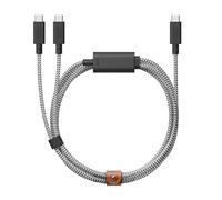 Native Union Belt Cable 2-in-1 - Cavo di ricarica 6,5 piedi USB-C a due connettori USB-C - Materiali riciclati - Alta velocità multi-dispositivi, cinturino in pelle (Zebra)