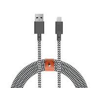 Native Union BELT XL Cavo - Cavo di Caricamento Ultra-Resistente Rinforzato da 3 Metres (Certificato MFi) Lightning a USB con Cinghia in Pelle (Zebra)