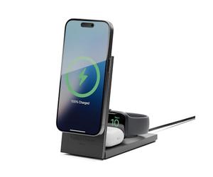 Native Union Caricatore Wireless Magnetico 3-in-1 Rise - Certificato Qi2 & MagSafe - Supporto di Ricarica Pieghevole 15W per iPhone Air/17/16/15/14/13, AirPods Pro & Apple Watch(Nero)