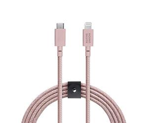 Native Union Cavo Belt da USB-C a Lightning - Cavo Rinforzato Ultra Resistente da 3 Metri, Compatible con iPhone 14, Phone 14 Plus, iPhone 14 Pro, iPhone 14 Pro Max, iPhone 13 e precedenti (Rose)