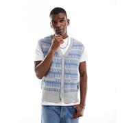 Native Youth - Gilet in maglia intrecciata grigio e blu-Verde 96 CM