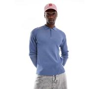Native Youth - Polo in maglia a coste blu medio con zip 96 CM