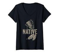 Nativi americani indiani simboli cherokee vintage cool America Maglietta con Collo a V