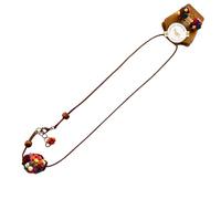 Nativilis - Set di gioielli all'uncinetto (#105), collana Frivolité fatta a mano e orecchini abbinati, ciondolo a sfera multicolore, gioielli leggeri in cotone artigianale | regalo unico in stile boho