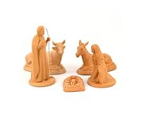 Natività 5 pezzi in terracotta, Statuine Presepe in ceramica di Caltagirone fatte a mano ideale da colorare e personalizzare