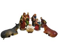 Natività 8 Figure Presepe Natale Gesù Asinello Bue Giuseppe Maria Re Magi Culla