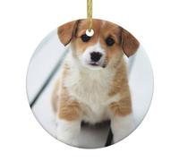 Natività Carino Cucciolo Cane Ornamenti di Natale Albero Ceramica Rotondo Albero di Natale Appeso Regali Decora Christian