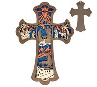 Natività Croci Ornamento Storia di Natale Religiosa Sacra Famiglia Regalo per Famiglia Amici e Presepe Cristiano in Legno Decorazione per Albero di Natale