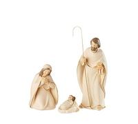 Natività in Resina Avorio Oro da Tavolo 28cm Presepe Oca Nera Sacra Famiglia 3 Pezzi Separati