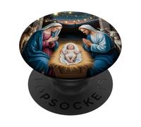 Natività natalizia baby jesù mangiatoia scene natività PopSockets PopGrip Adesivo