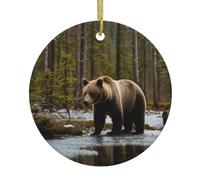 Natività Orso Bianco Orso Marrone Ornamenti di Natale Albero Ceramica Rotondo Albero di Natale Appeso Regali Decora Christian