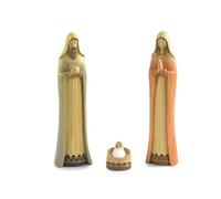 Natività Sacra Famiglia in Resina, 30 cm, Effetto Legno, Stile Presepe 3 pezzi