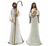 Natività sacra famiglia statuine presepe bianco oro decorazioni natale addobbi i